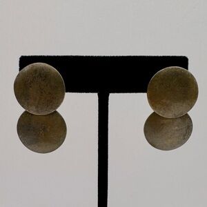 VINTAGE Bronze Disc Drop Earrings